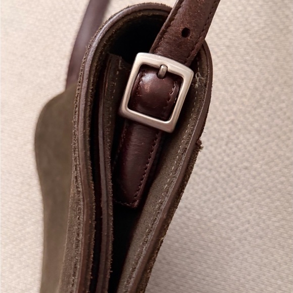 Rare Vintage Coach Olive Suede Leather Crossbody Bag - Picture 7 of 12